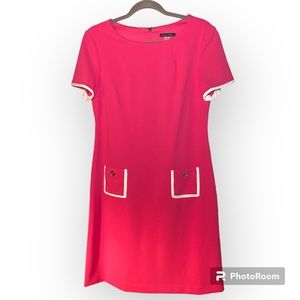 Tommy Hilfiger Women's Framed Pocket Dress Short Sleeve Pink Size 8